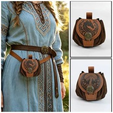 Medieval Vintage Waist Bag Hanging Belt Coin Purse Faux Leather Cosplay