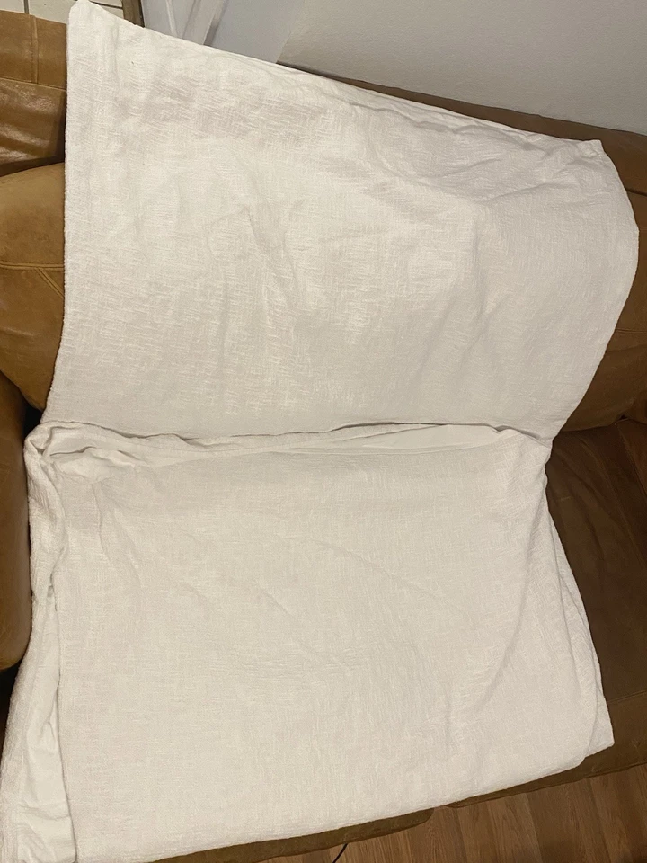 Funda nórdica Crate & Barrel Lindstrom algodón blanco reina 100 % algodón texturizado Foto 2 de 4