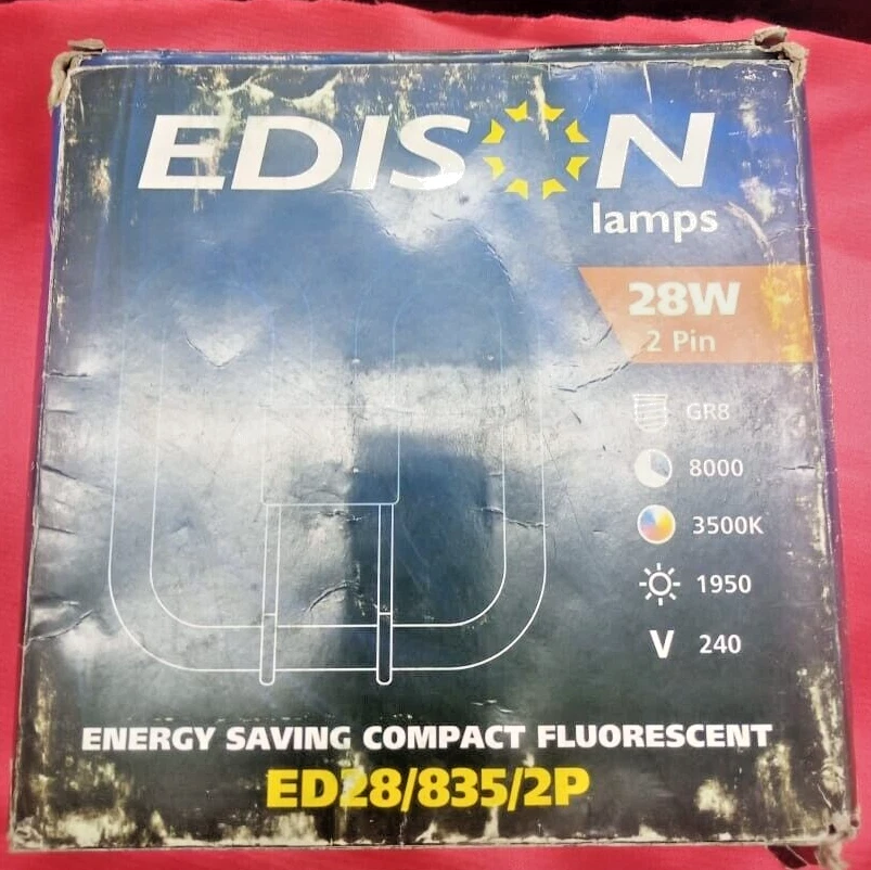 Pack of 1 Edison Compact Fluorescent Lighting 28 CF Square 2-Pin GR8 (N34) - Image 2 of 2