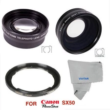 HD WIDE ANGLE LENS + MACRO LENS +2X TELEPHOTO ZOOM LENS FOR CANON POWERSHOT SX50