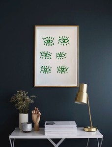 Contemporary Art Home Decor Art Prints Posters Monochrome Green Eye Illustration Ebay