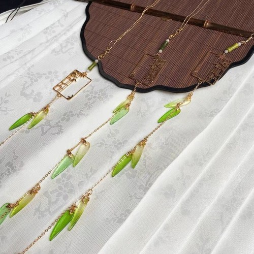 Hanfu Waist Belt Accessories Bamboo Leaf Waist Belt Tassel Pendant/ - Picture 2 of 8