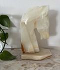 RARE Vintage Hand Carved Onyx Decorative Ornament Statue HORSE Head