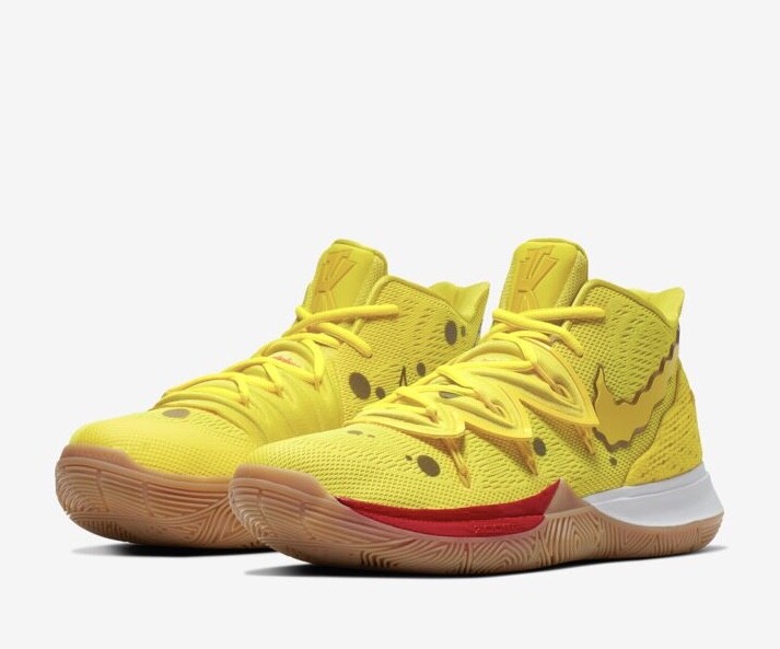 【ら】Spongebob Squarepants×Nike Kyrie5 Nike Kyrie Irving 5 Spongebob Squarepants Yellow Gum Brown Mens