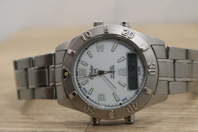 Vintage Mens Condor Plus Digital Analog Stainless Steel Alarm Watch New Bat