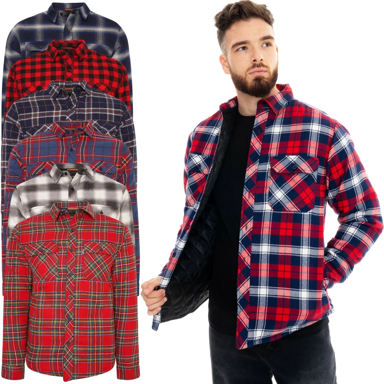 River Road Mens Quilted Padded Shirt Jacket Lined Lumberjack Fleece Flannel Warm
Opens in a new wind