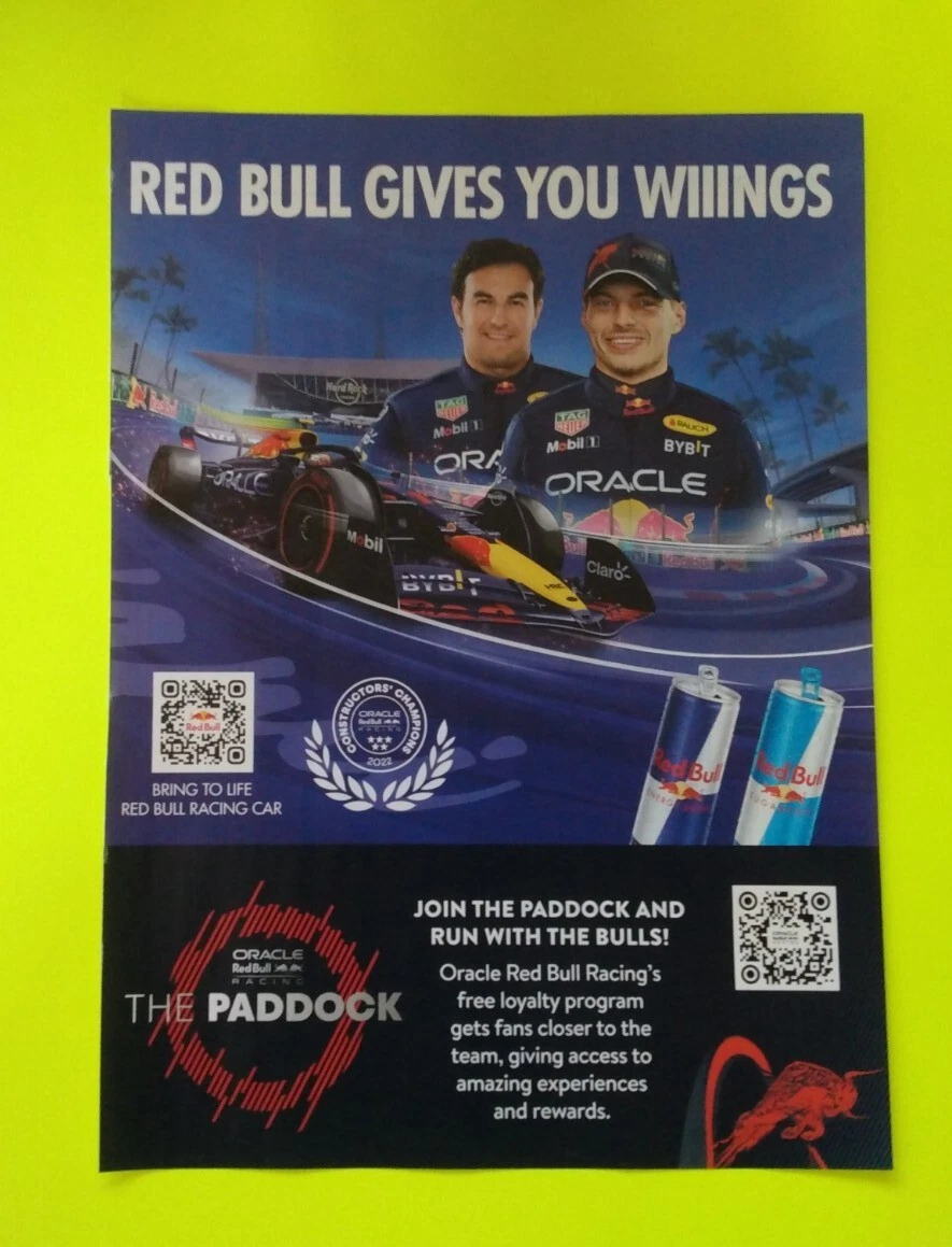 2008 RED BULL Energy Drink Print Ad FRAME IT! Oracle The Paddock FRAME IT!  | eBay