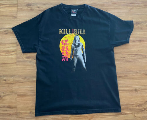 Vintage 00s Kill Bill Black T-shirt Size Large Giant Tag Movie Promo Tarantino - Afbeelding 1 van 7