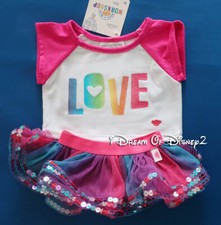 Build-A-Bear RAINBOW SPARKLY 'LOVE' TOP  MULTI TUTU SKIRT Teddy Clothes Outfit