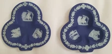 2 PIECES WEDGWOOD BLUE CLUB ONLY CARDS BRIDGE SET PIN TRAYS DISH