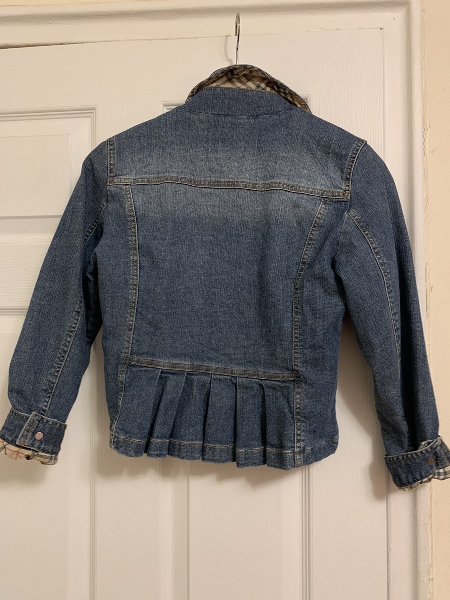 BURBERRY LONDON BIG GIRLS DENIM JEAN JACKET RUCHED JACKET SZ