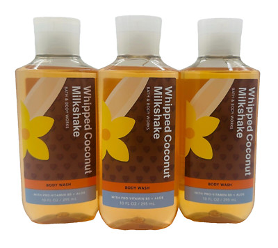 NEW Bath & Body Works Lot of 3 Whipped Coconut Milkshake Body Wash Shower 10 oz