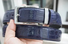 Blue Genuine CROCODILE Belly Leather Skin Men's Belt - W 1.3" #H26