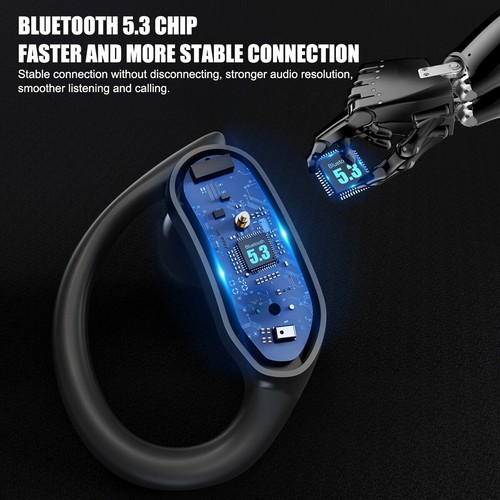 Cuffie Bluetooth 5.3 TWS auricolari wireless auricolari stereo gancio auricolare - Foto 8 di 15
