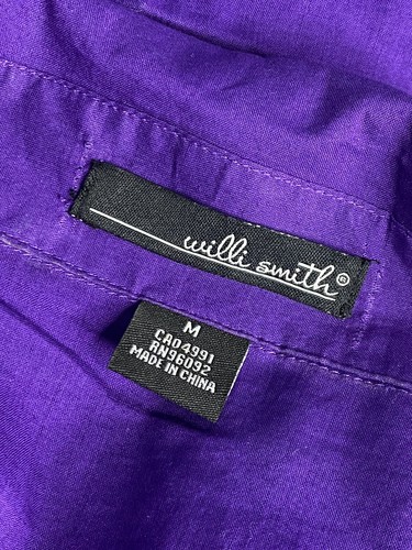 Medium M 4 6 8 Willi Smith Purple Top Short Sleeve Details Cotton Button - Picture 5 of 7