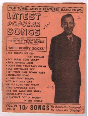 Vintage Latest Popular Songs '40s; Bing Crosby Cover; Plus Words