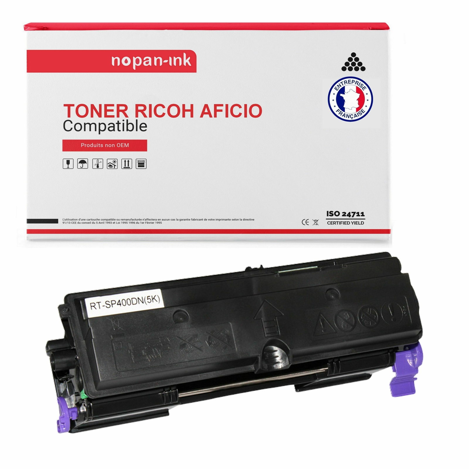 Toner noir compatible Ricoh SP400LE fini les traces avec la cartouche Nopan-Ink 408061