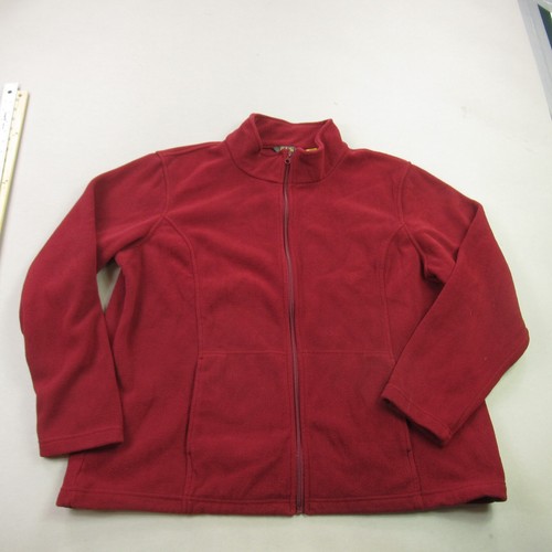 Cabelas Jacket Mens 2XL Long Sleeve Outdoor Full Zip Pockets Red Fleece Casual