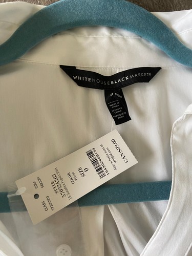 NWT Women's White House Black Market Long Sleeve White Shirt size 0 - Picture 2 of 3