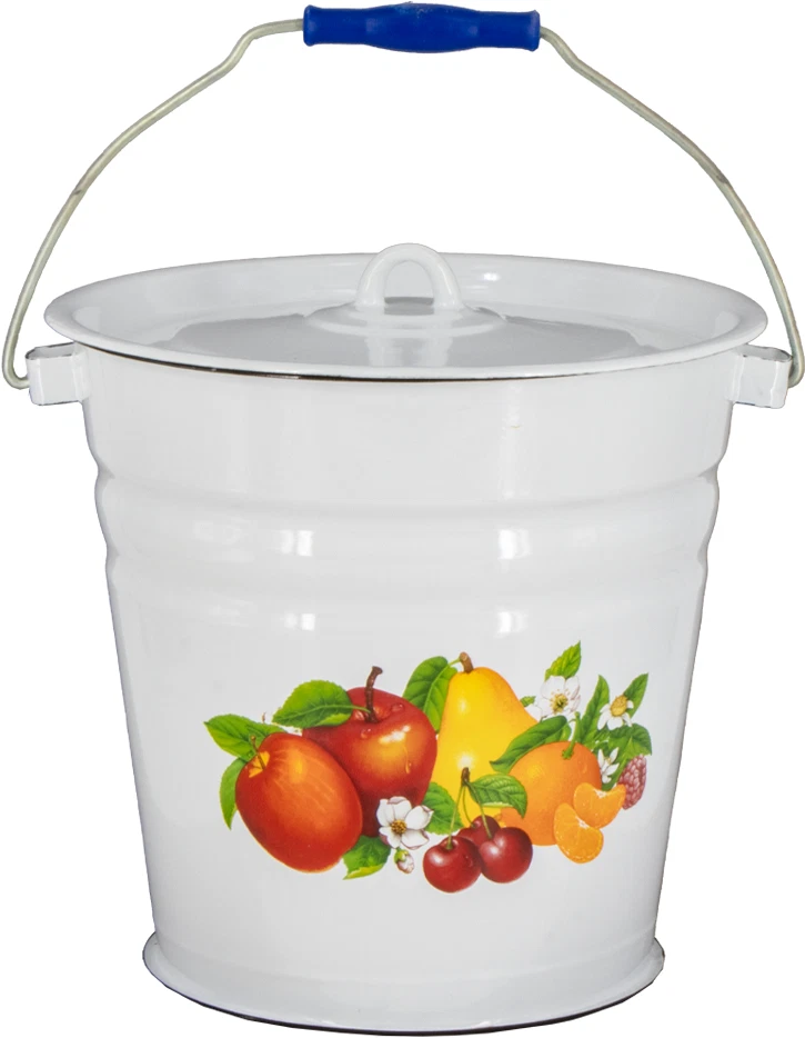 Eimer Emaille mit Deckel emailliert Kübel Eiseneimer Stahleimer Wassereimer 12 L - Bild 3 von 4