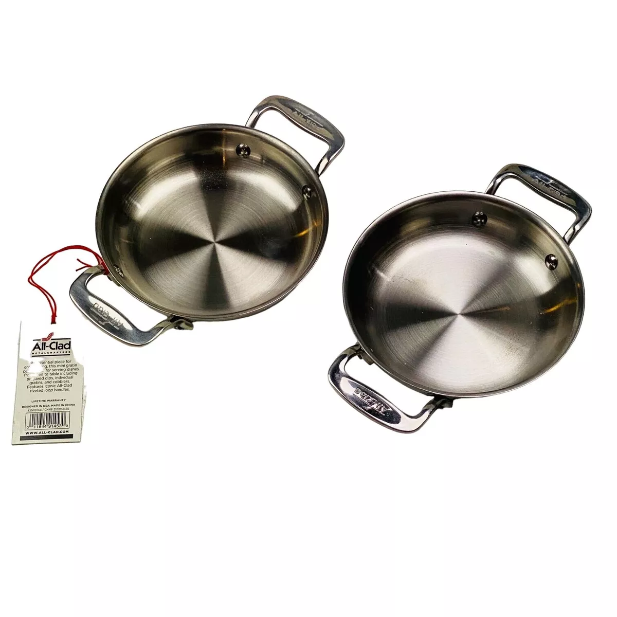 All-Clad Stainless Steel 6 Inch Round Mini Gratin Pan Cookware Set of 2