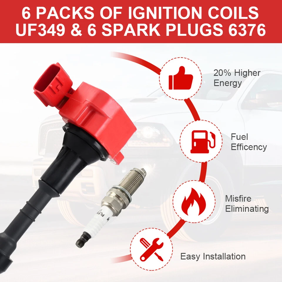 Катушка зажигания и иридиевая свеча зажигания для Infiniti M35 G35 I35 FX35 QX4 3,5 л упаковка 6 шт. - Изображение 4 из 4
