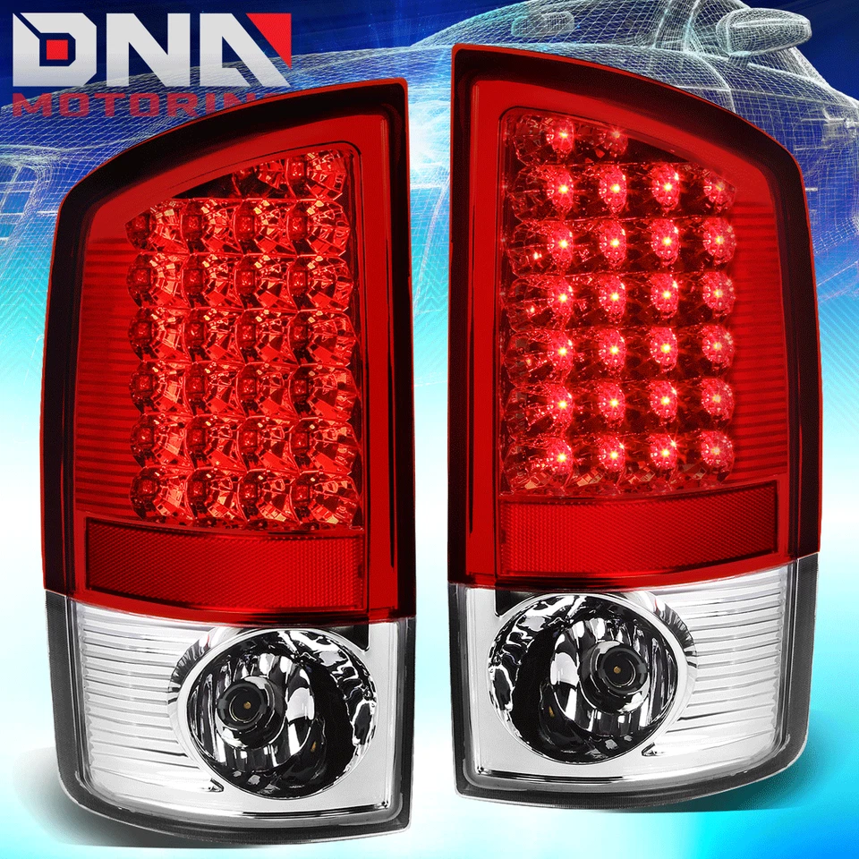 BLACK HOUSING CLEAR HEADLIGHT+DRL+RED FULL LED TAIL LIGHT FIT 07-09 DODGE RAM - Image 2 of 4