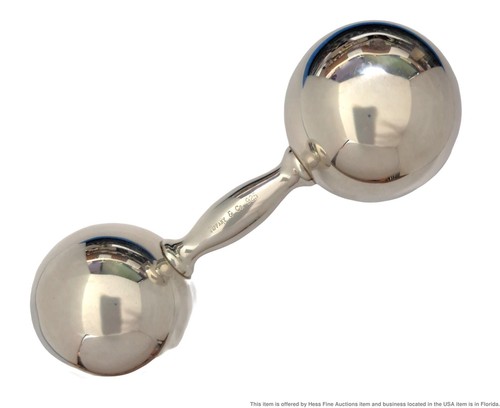 Tiffany & Co. Sterling Silver Bar Bell Baby Rattle With Pouch | eBay