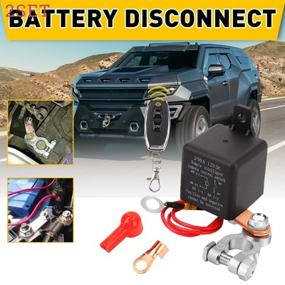 2set DC12V 200A Remote Battery Disconnect Switch Upgraded Kill Switch For Car Tr