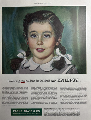 1952 Parke Davis & Co Research Manufacturing Laboratories Epilepsy VTG Print Ad