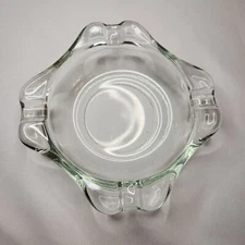 Vintage Clear Glass Cigar Ashtray with Scalloped Edges