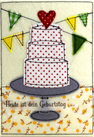 Geburtstagskarte Handarbeit Filz GlüCkwunschkarte Karte Unikat Geburtstag Torte