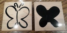 Outline And Shadow Watercolor Float Butterfly Jrl Design Wooden Rubber Stamp