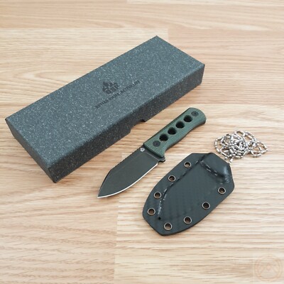 QSP Knife Canary Neck  Fixed Knife 2.50 14C28N Steel Blade Green Micarta Handle