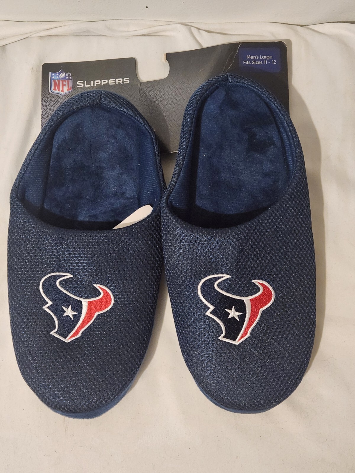SAOLA FOCO NFL Houston Texans coppia pantofole da uomo taglia large 11 12 suola rigida slip on