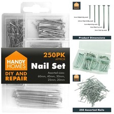 Nails Set 250 Pcs Assorted Nails Set 5 Size 6, 4, 3, 2.5, 2 Cm Wood Work Nail
