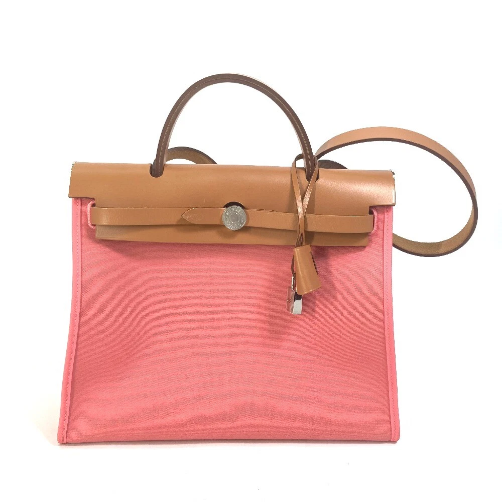 HERMES Tote Bag With pouch Herbag Zip PM 2WAYShoulder Bag Hand Bag pink