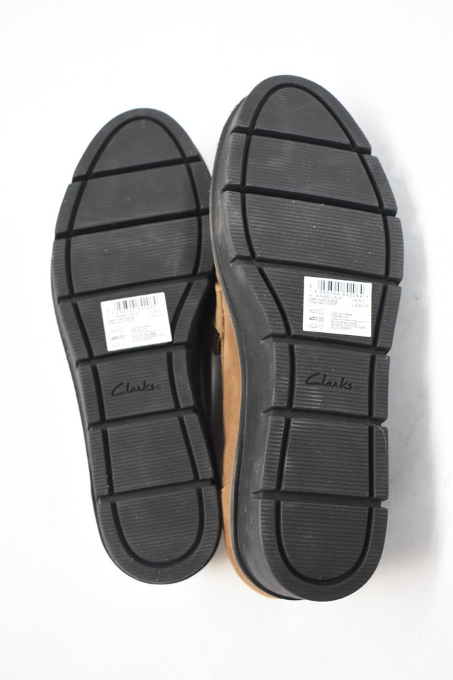 Clark Collections Airabell Slip Dark Khaki Suede Wedge Loafers Womens