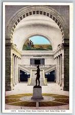 Postcard Salt Lake City Utah Interior State Capitol Statue Massasoit