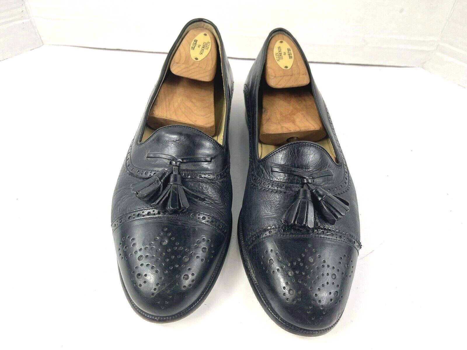 Mezlan Barcelona Dress Loafers Men 8M Tassel Cap Toe Brogue Shoes Black Leather image 3