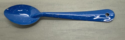 Vintage 12 Zoll hellblau Emaille Servierlöffel gesprenkelt blau/weiß Granitware - Bild 3 von 6