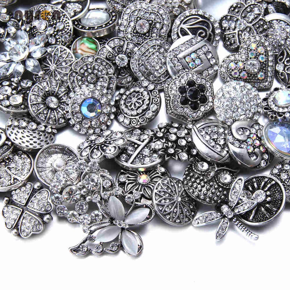 20 Stck. 18mm Druckknopf Top Strass Multi Metall Charms für Druckknopf Schmuck HM076
