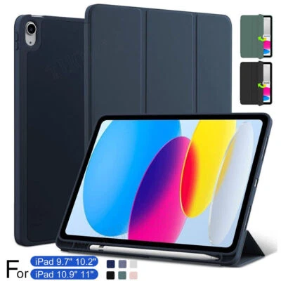 OMATOP Leather Case For iPad 7/8/9/10/11th Gen Air 6 5 4 Pro 11 Cover W/ Pencil Holder