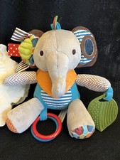 Skip Hop Elephant Plush Rattle Crunch Sound Teether Baby Toy Activity 8"
