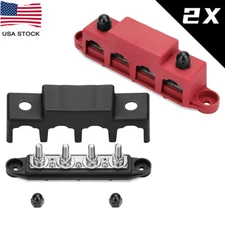 2PCS 250A 48V Studs Bus Bar Distribution Box with M8*4 Terminal Block Heavy Duty