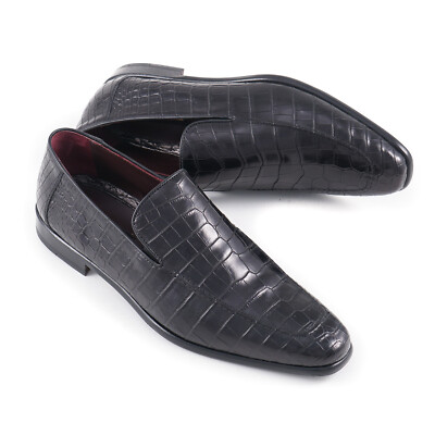 ZILLI GENUINE FULL CROCODILE LOAFERS IN BLACK Zilli Satin Black Full Crocodile Loafers – Top Shelf Apparel main image 4