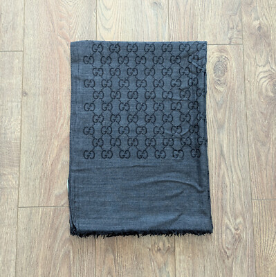 Gucci GG Monogram Schal 200*70 Made In Italy Grau 165903 3G646