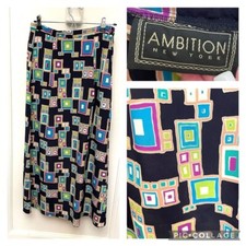 Skirt A Line Vintage 90s Retro Colorful Geometric Ambition New York