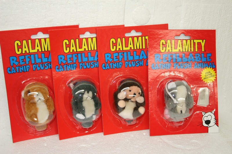 Calamity  Cat and Kitten Toys Plush Fuzzy  Critters 4 pieces Refillable Catnip