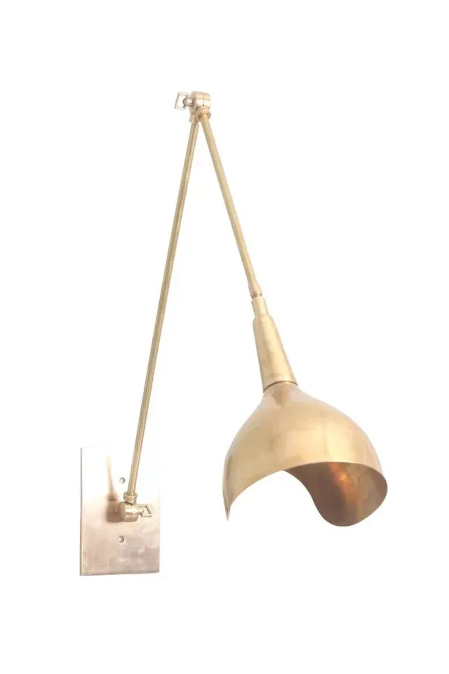 1 light Articulated Modern Wall Sconce Mid Century Patina Brass Wall Fixture A9 - Image 2 of 4